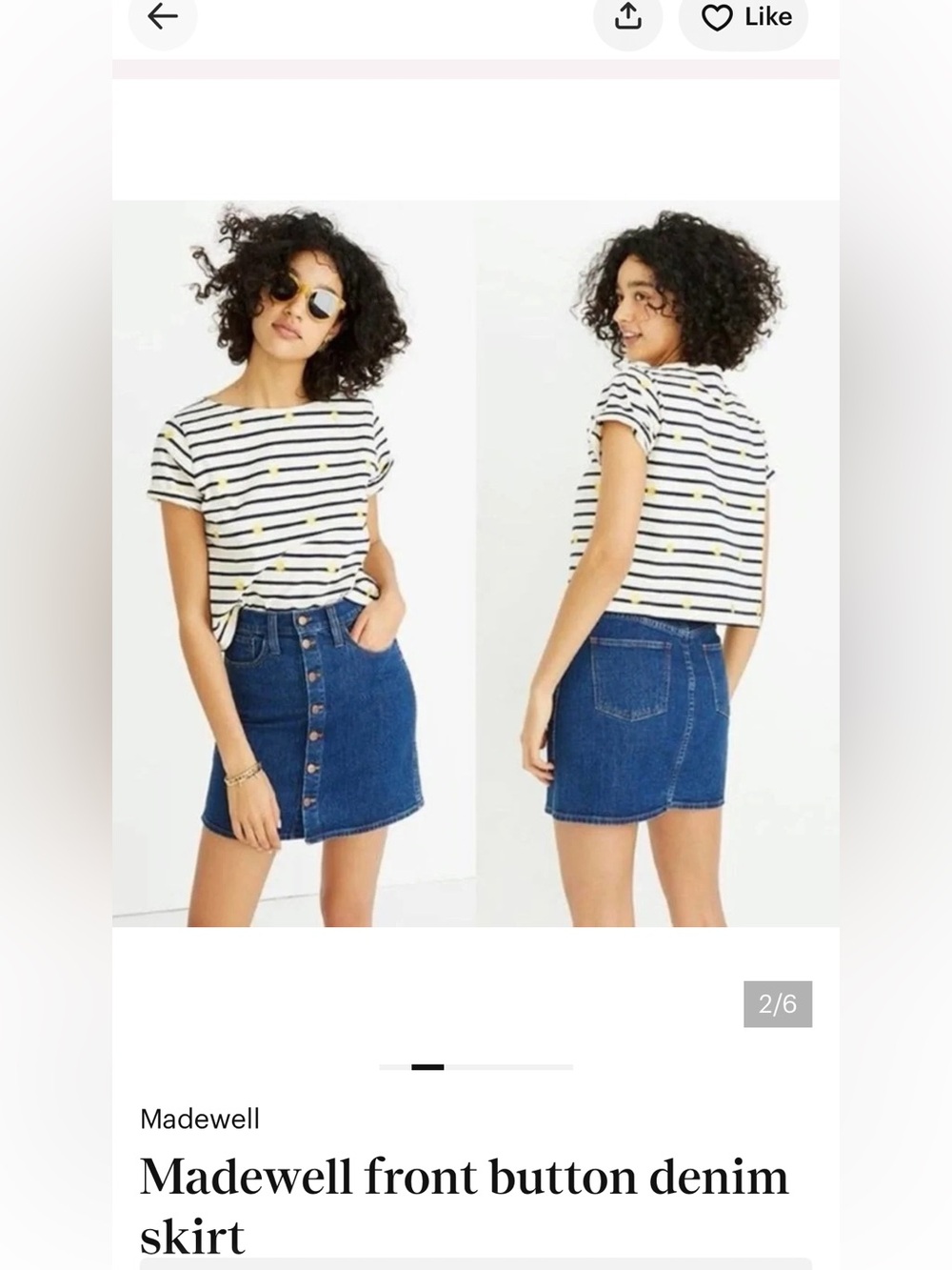 Madewell Button Front denim skirt sz 31